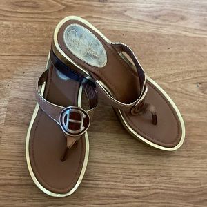 Cole Hahn Size 6B Brown Wedge Heel Thong Sandals
